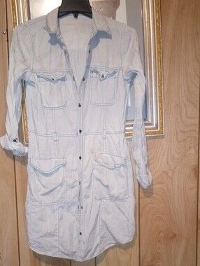 Maurices Cream Long Sleeve Utility Shirt Dress